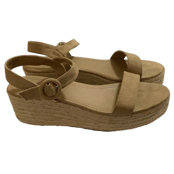 Loft outlet Suede Jute Edge Platform Wedge Heel Sandals Walnut Size 10 ladies - Picture 1 of 5